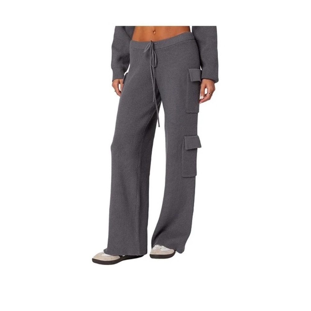 Edikted knit cargo pants in gray
